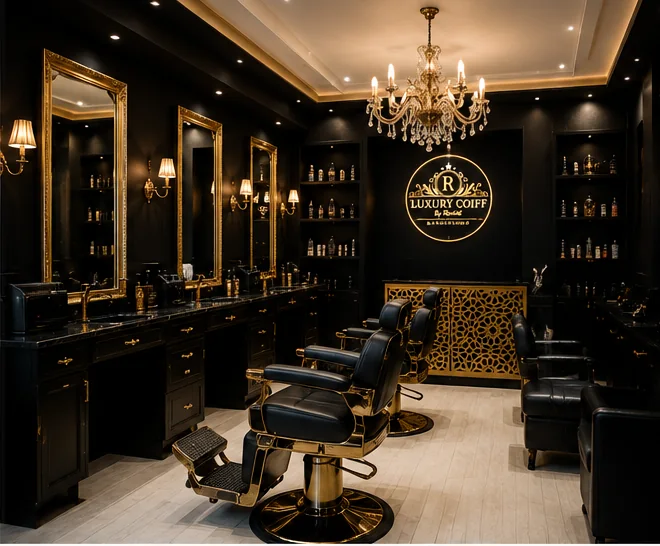 Salle du barbershop Luxury Coiff by Rochdi à Agdal, Rabat